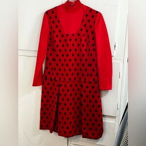 60s VTG Red Polka Dot Dress M p2p 20”